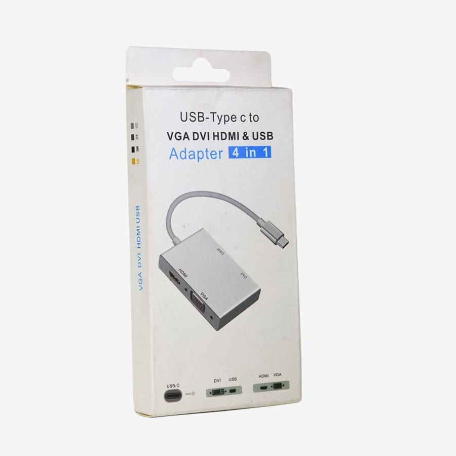 USB-Type C to VGA DVI HDMI & USB Adapter 4 IN 1